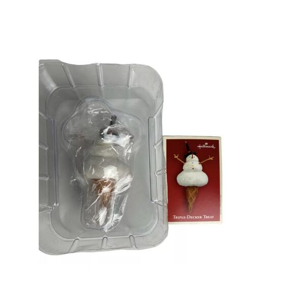 Hallmark Ornament Triple Decker Treat Ice Cream Cone Snowman 2004 - Picture 6 of 8